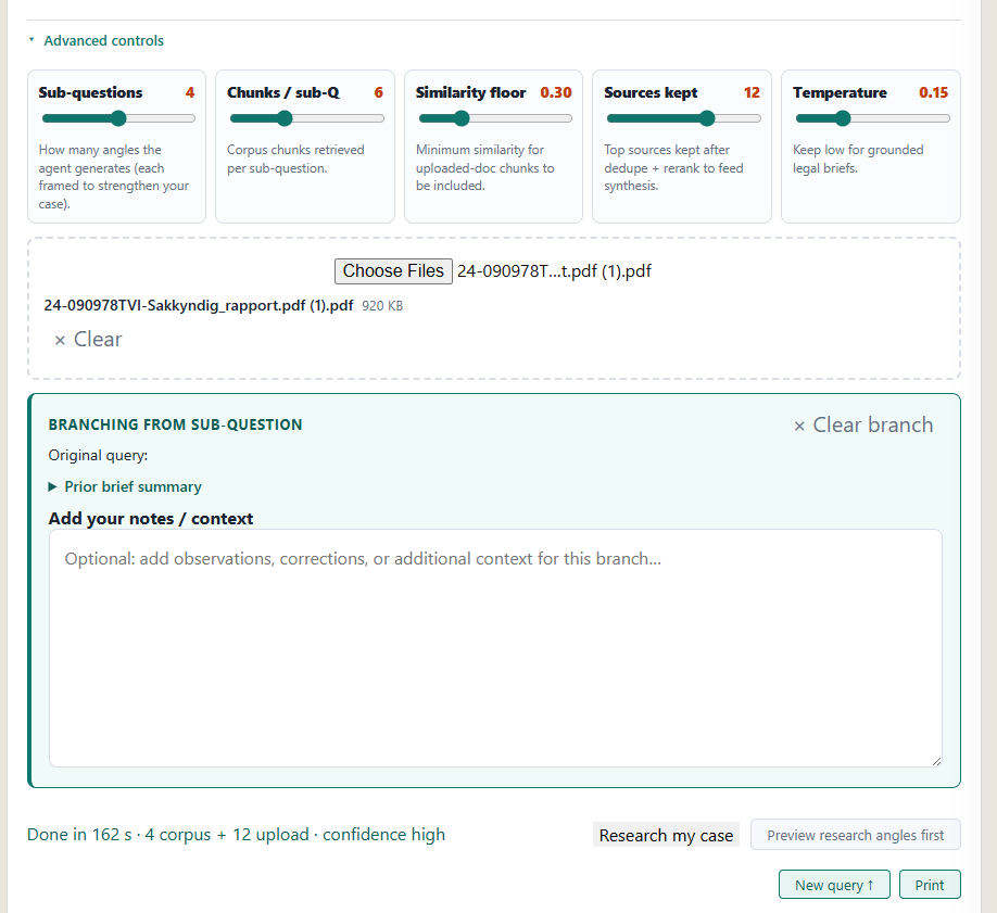 Advanced controls sliders and branching panel